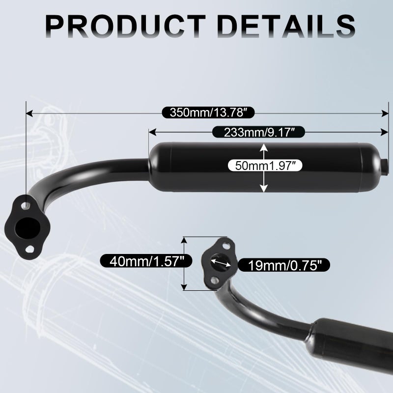 sthus 40mm Black Muffler Stock Exhaust Pipe for 49cc 50cc 60cc 66cc 80cc Motorized Bicycle 2-Stroke - Image 4